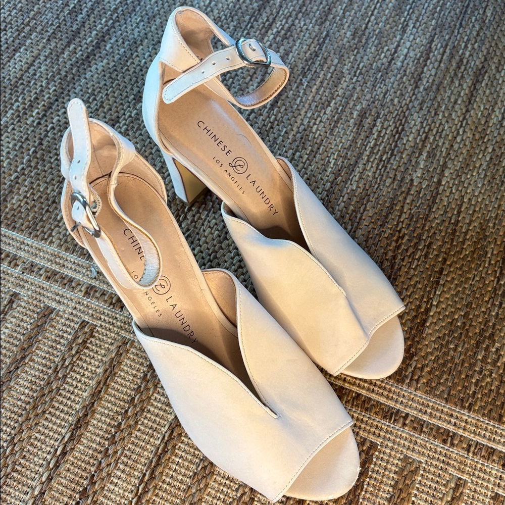 Chinese Laundry Beige Open Toe Heels